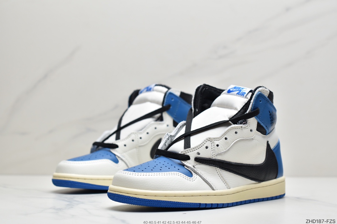300  Travis Scott x Fragment x Air Jordan 1 High OG SP “Military Blue”闪电倒钩 DH3227-105