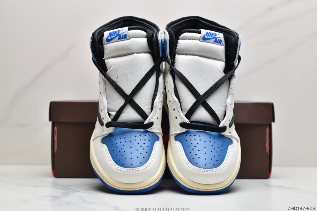 300  Travis Scott x Fragment x Air Jordan 1 High OG SP “Military Blue”闪电倒钩 DH3227-105