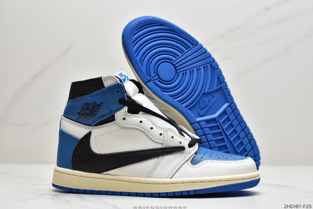 300  Travis Scott x Fragment x Air Jordan 1 High OG SP “Military Blue”闪电倒钩 DH3227-105