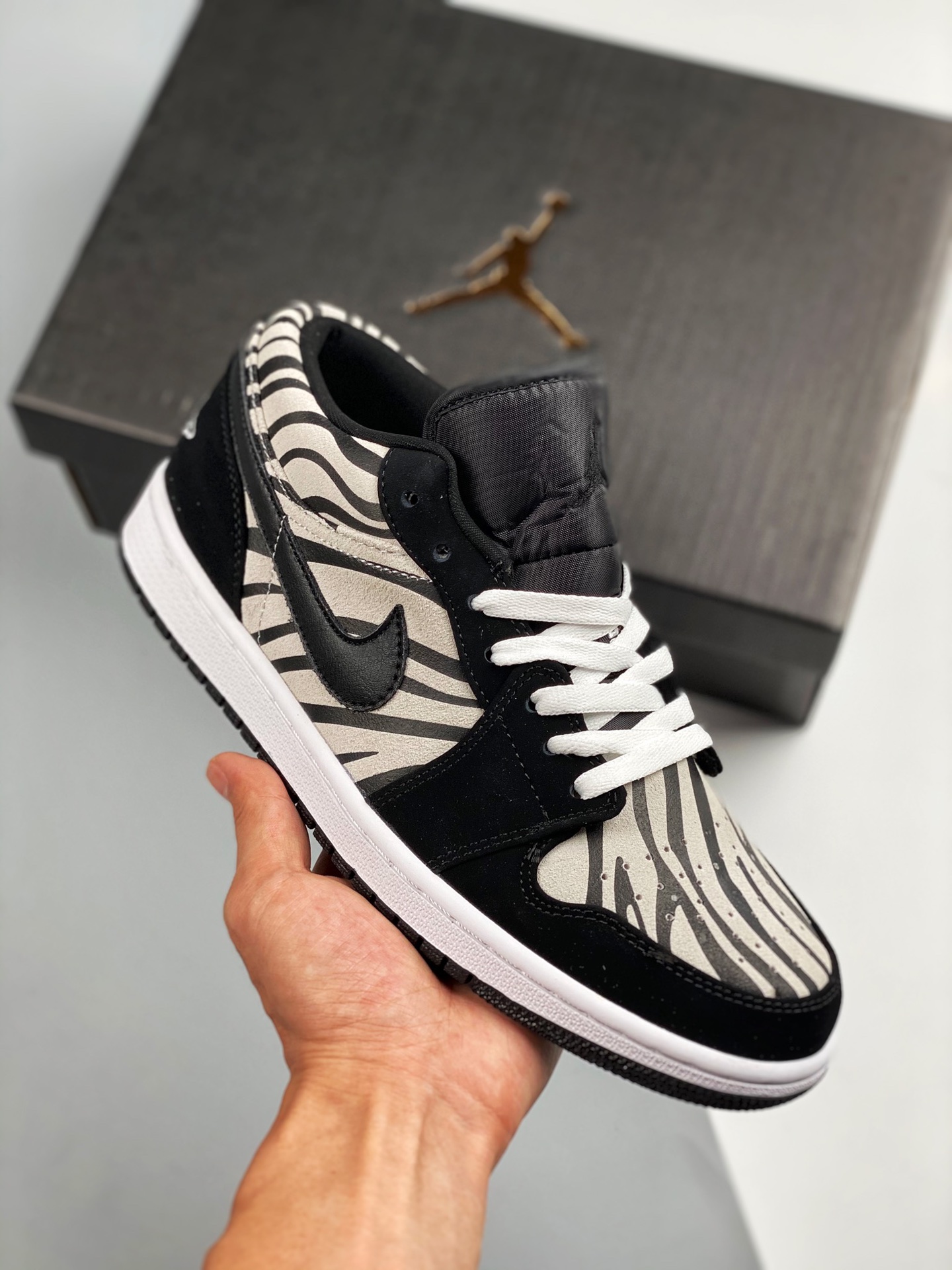Air Jordan 1 Low "Zebra" cebra AJ1 de caña baja, zapatillas casuales, color oficial sincronizado, única versión en el m…
