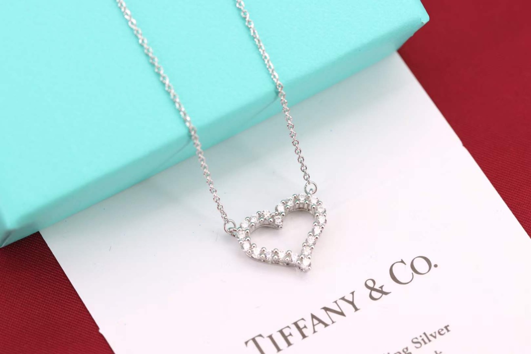 Tiffany & Co. Tiffany&Co 小号满钻爱心 锁骨项链