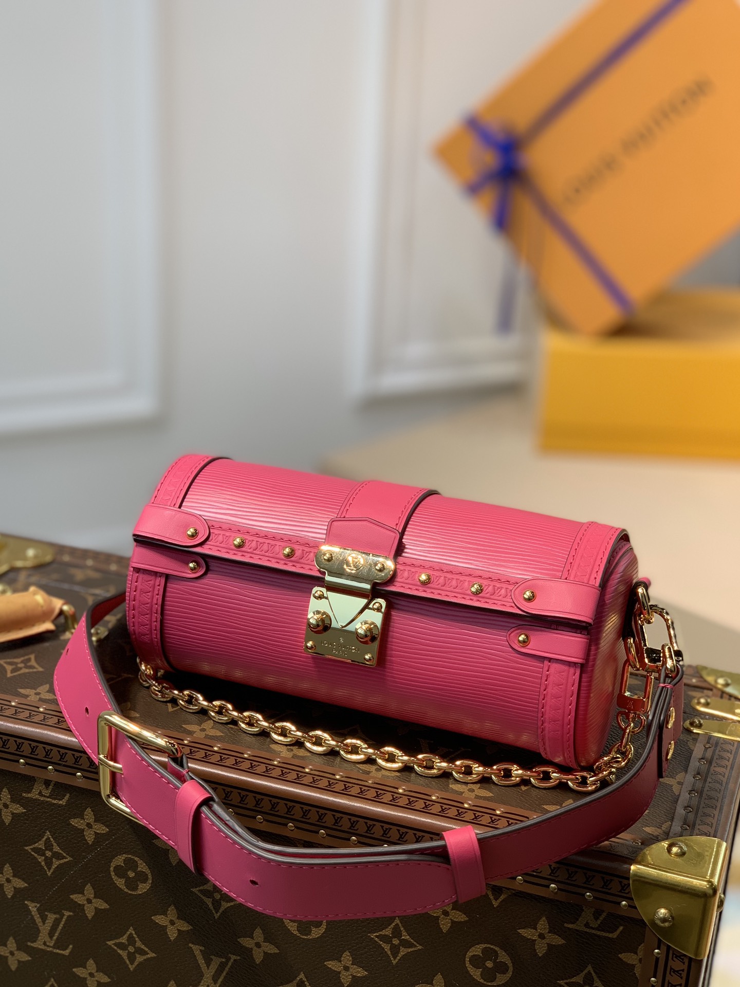 Louis Vuitton LV Papillon Trunk Handbags Crossbody & Shoulder Bags Red Rose Epi Baguette M58649