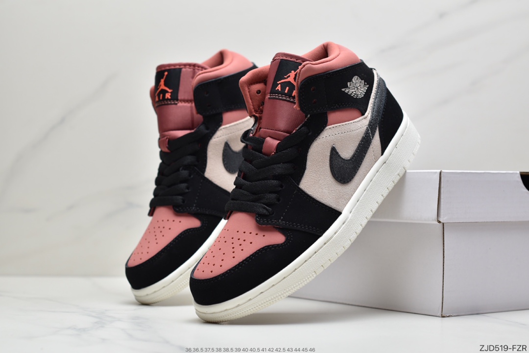 240 Air Jordan 1 MID 水豆奶茶 胭脂水粉鞋面以胭脂水粉为主色调 BQ6472-202