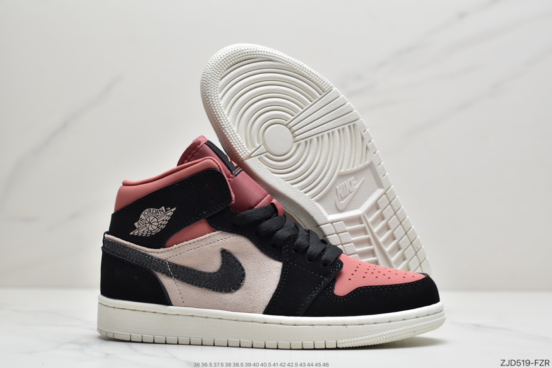 240 Air Jordan 1 MID 水豆奶茶 胭脂水粉鞋面以胭脂水粉为主色调 BQ6472-202