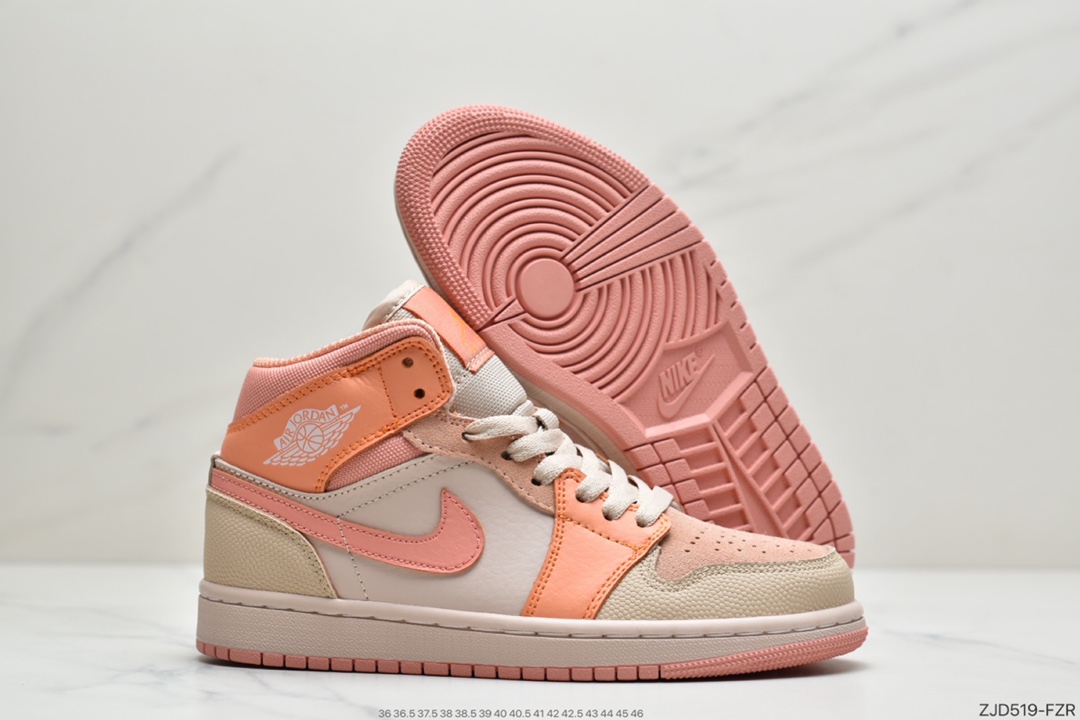 240 Air Jordan 1 MID 水豆奶茶 胭脂水粉鞋面以胭脂水粉为主色调 BQ6472-202