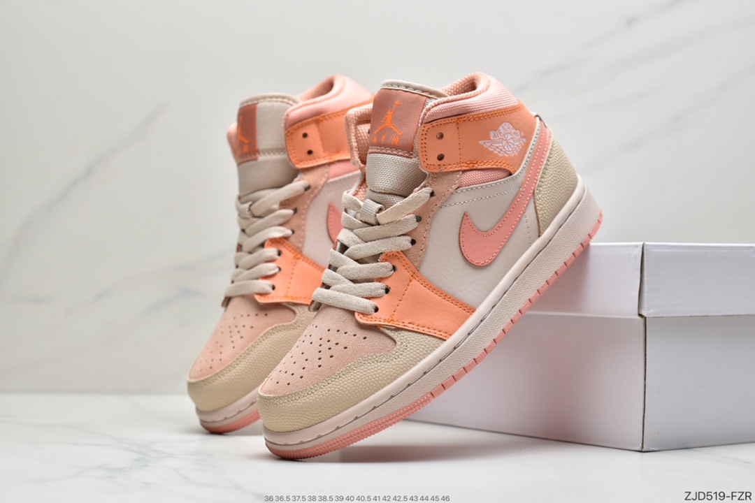 240 Air Jordan 1 MID 水豆奶茶 胭脂水粉鞋面以胭脂水粉为主色调 BQ6472-202