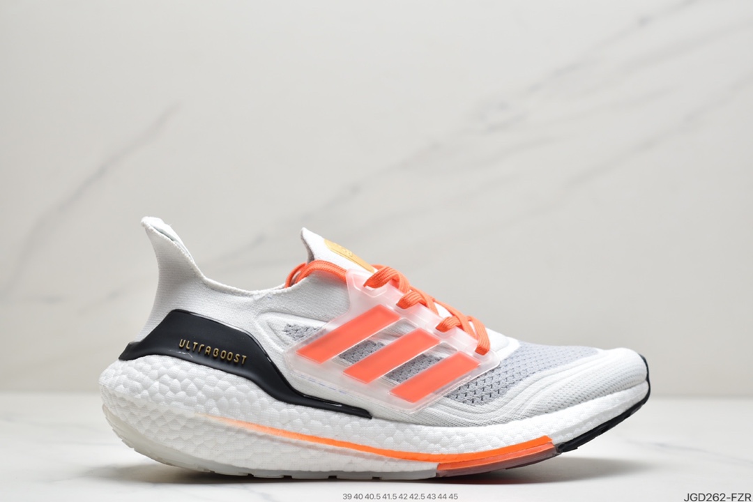 180 2021SS全新阿迪达斯/Adidas Ultra Boost 2021”All White”UB2021版袜套式针织鞋面休闲运动慢跑鞋 FY0375