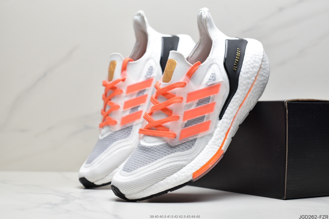 180 2021SS全新阿迪达斯/Adidas Ultra Boost 2021”All White”UB2021版袜套式针织鞋面休闲运动慢跑鞋 FY0375