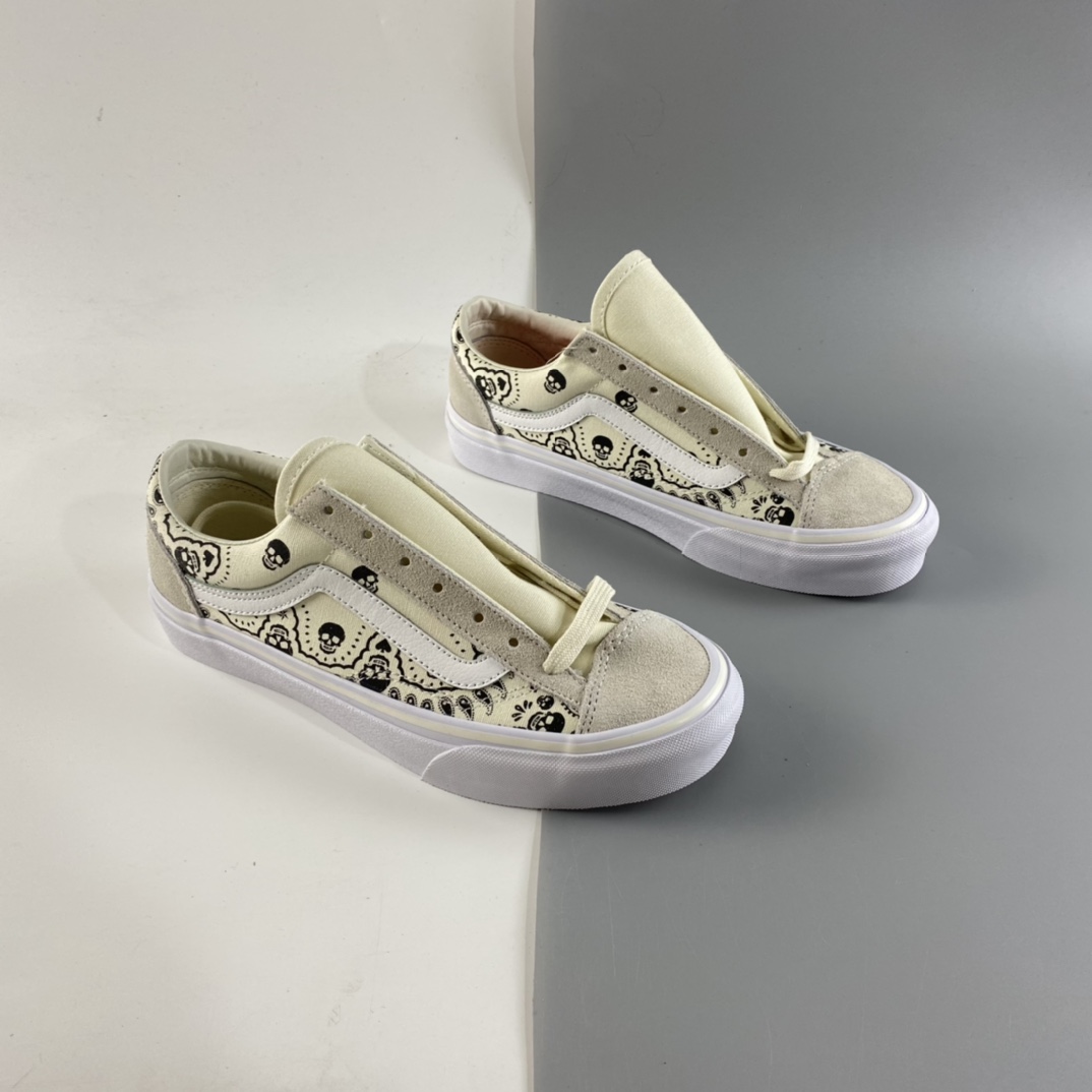 P150 Vans Style 36 万斯骷髅头印花 低帮硫化帆布休闲板鞋 VN0A4BVEN8K