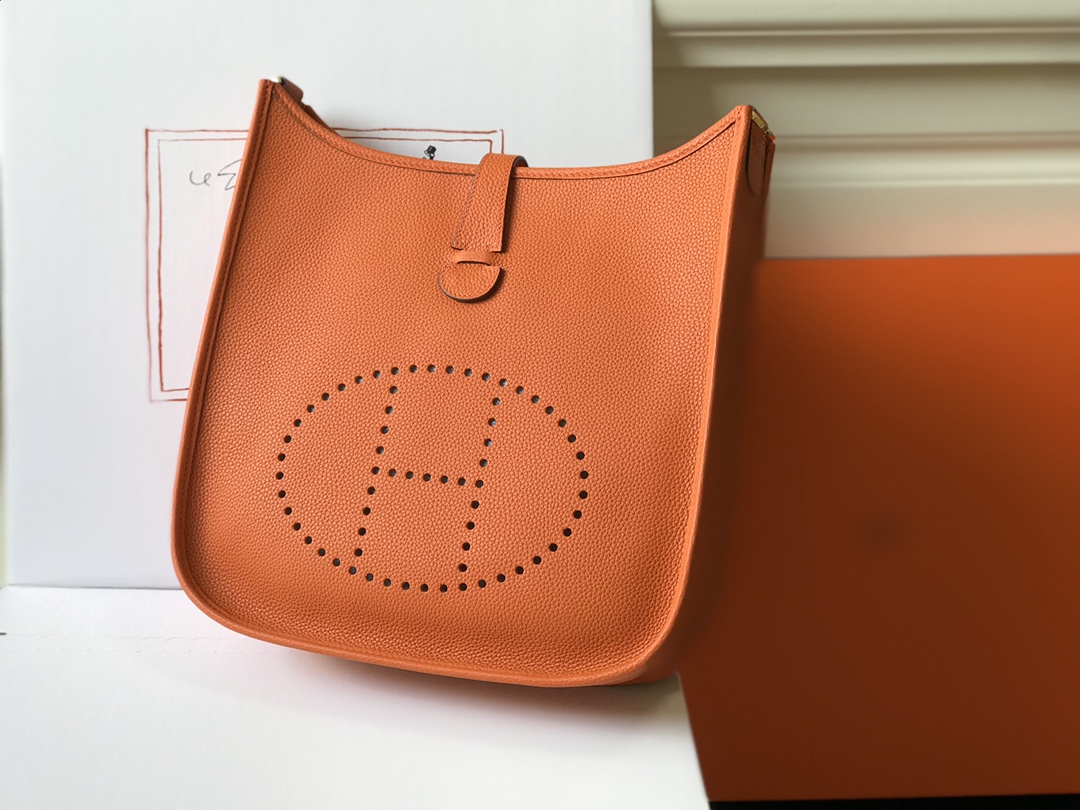 Hermes Evelyne Crossbody & Shoulder Bags Orange Gold Hardware Kate