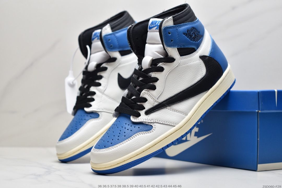 320  Travis Scott x Fragment x Air Jordan 1 High OG SP “Military Blue”闪电倒钩鞋头DH3227-105