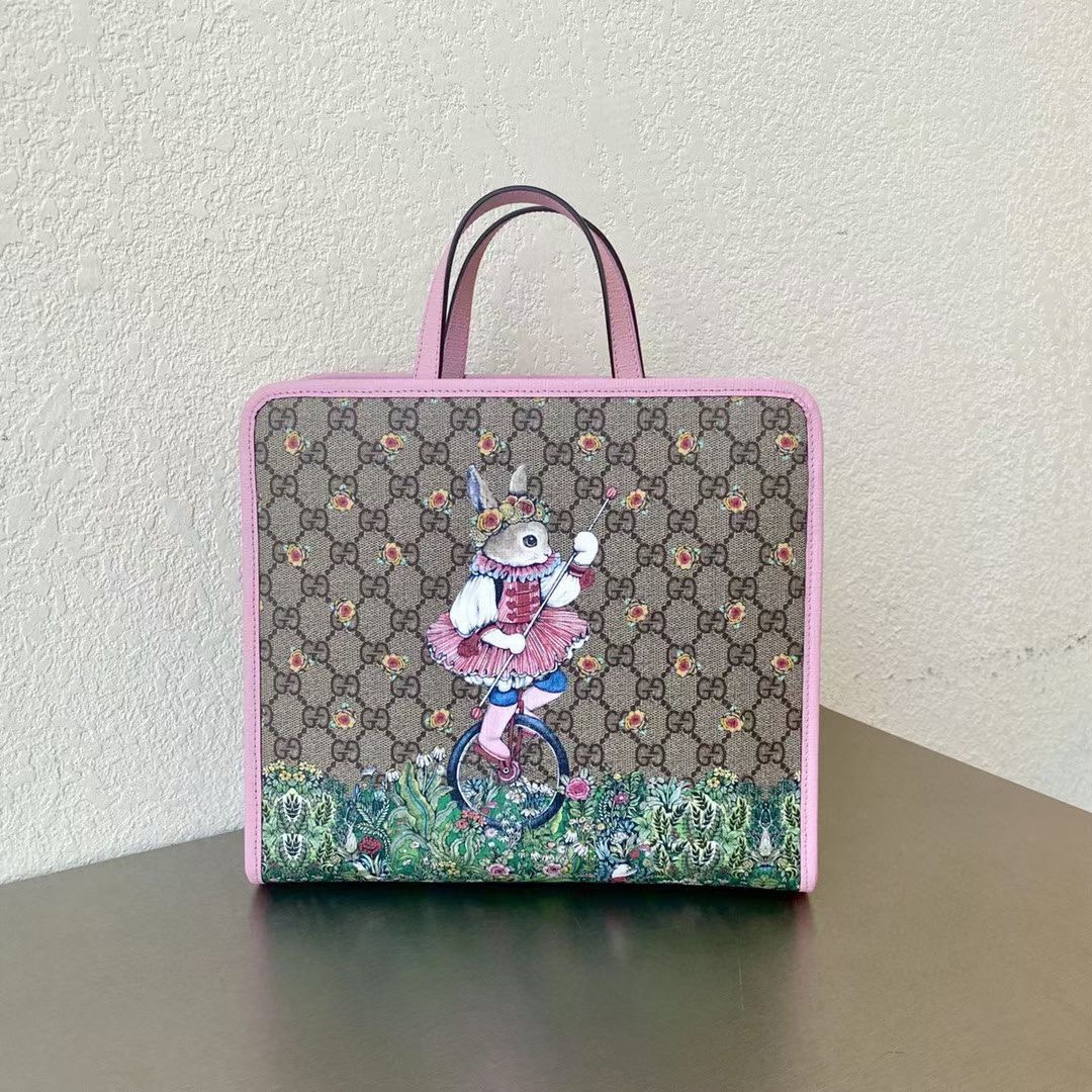 GUCCI Kids Tote Bag Rabbit Pattern PVC Long Shoulder Strap