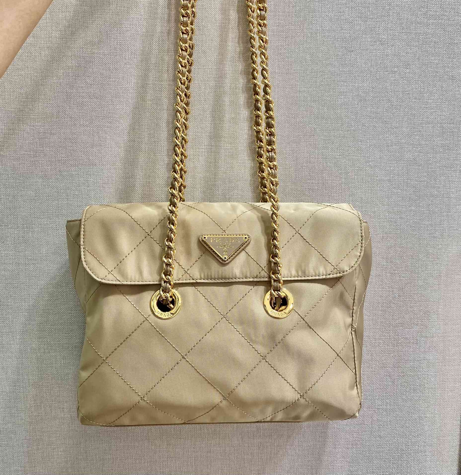 PRADA普拉达Vintage中古链条菱格流浪包1BD620