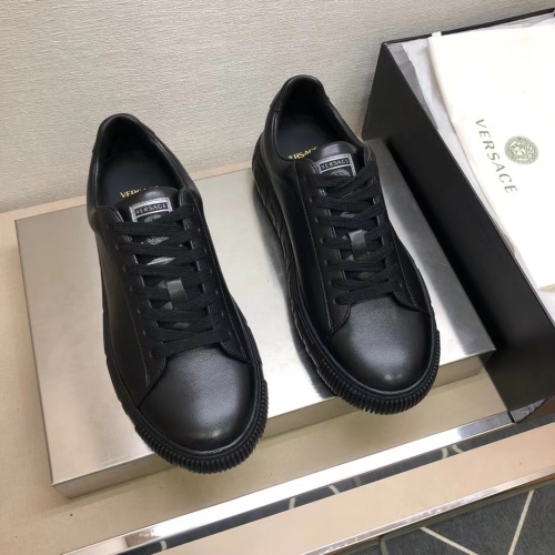 Versace Men's Black Leather Lace-Up Sneakers, Calfskin, Sizes 38-44