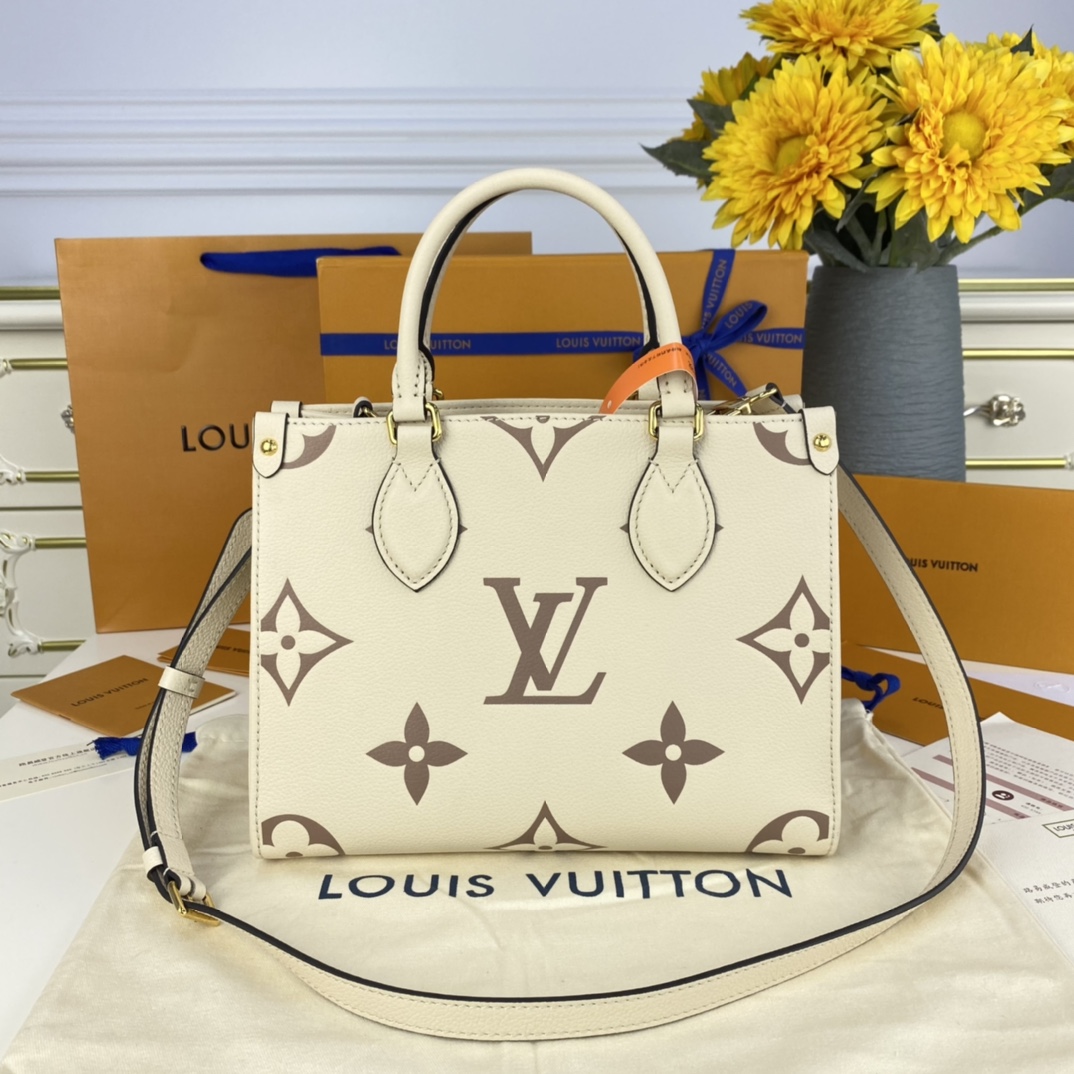 Louis Vuitton LV Onthego Bags Handbags Beige White Printing Mini M45654