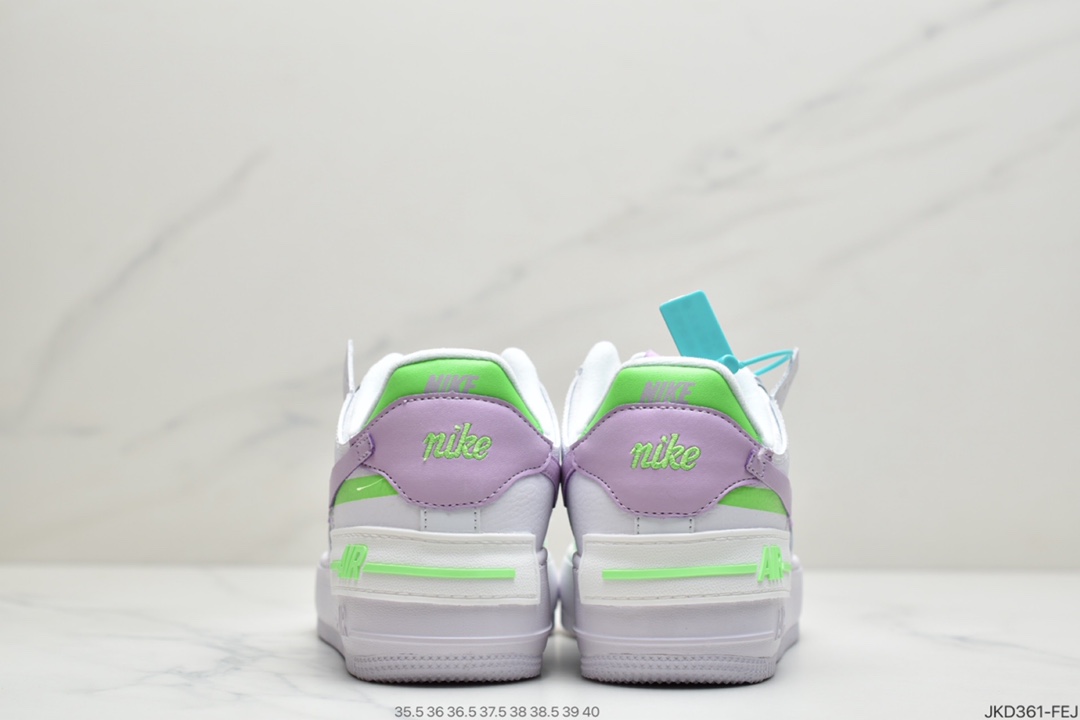 160 Nike WMNS Air Force 1 Shadow “Infinite Lilac” 白绿紫 马卡龙 空军一号轻量增高低帮百搭板鞋 CU8591-103