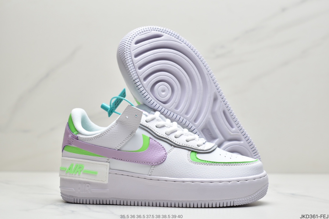 160 Nike WMNS Air Force 1 Shadow “Infinite Lilac” 白绿紫 马卡龙 空军一号轻量增高低帮百搭板鞋 CU8591-103