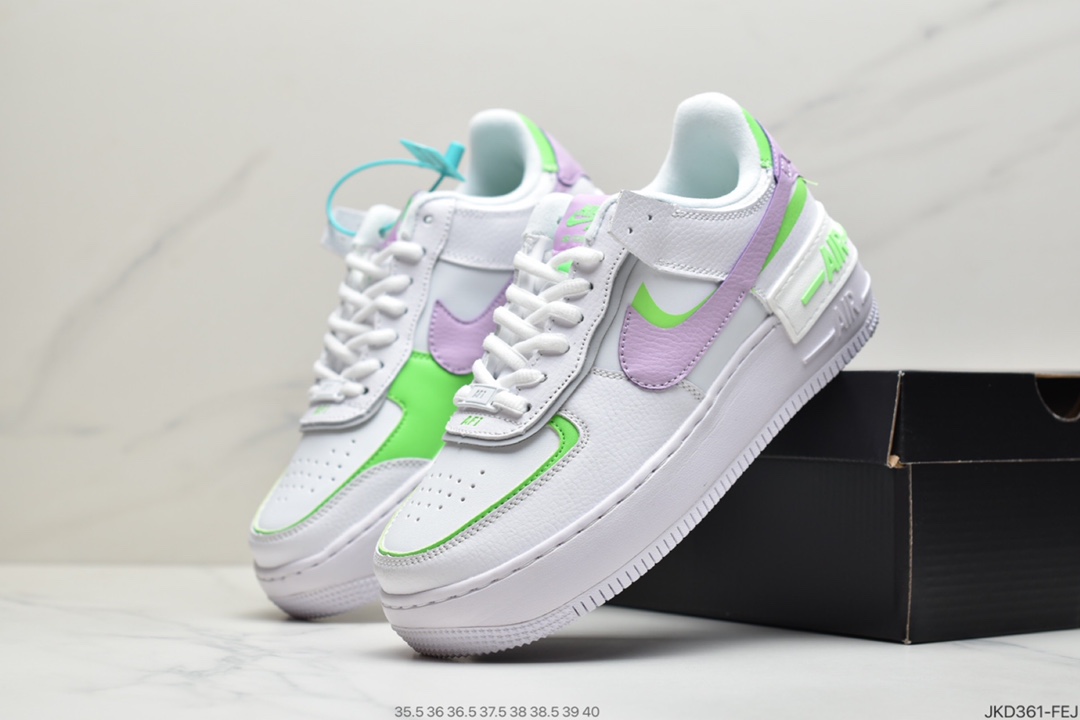 160 Nike WMNS Air Force 1 Shadow “Infinite Lilac” 白绿紫 马卡龙 空军一号轻量增高低帮百搭板鞋 CU8591-103