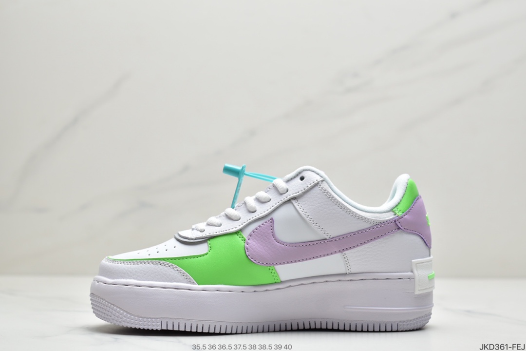 160 Nike WMNS Air Force 1 Shadow “Infinite Lilac” 白绿紫 马卡龙 空军一号轻量增高低帮百搭板鞋 CU8591-103