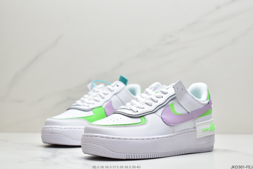 160 Nike WMNS Air Force 1 Shadow “Infinite Lilac” 白绿紫 马卡龙 空军一号轻量增高低帮百搭板鞋 CU8591-103