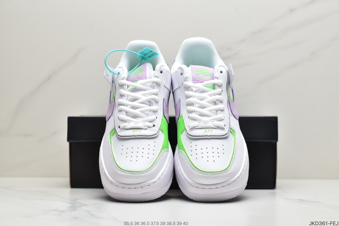 160 Nike WMNS Air Force 1 Shadow “Infinite Lilac” 白绿紫 马卡龙 空军一号轻量增高低帮百搭板鞋 CU8591-103