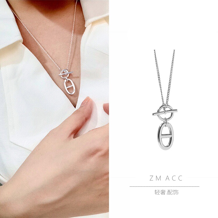 NO:102786,Recommended by the owner, the quality customized version is classic high-end and fashionable, pig nose OT button temperament necklace, Hermes necklace, hermes, necklace19860909店主推荐 品质定制版经典高级感时髦 猪鼻子OT扣气质项链,爱马仕项链,hermes,necklace,Jewelry