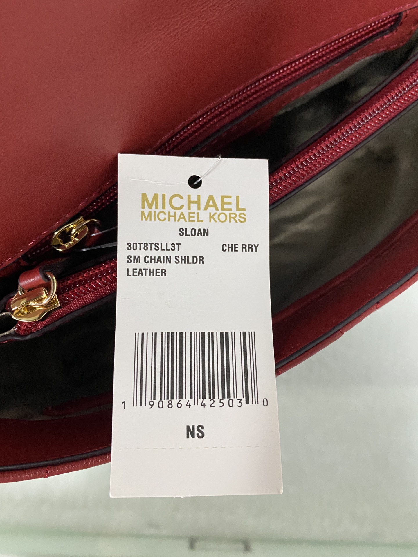 Michael Kors 菱格羊皮中号樱桃红 mk羊皮链条包 Sloan 系列新品 柔软细腻的羊皮 独具匠心的新锁扣