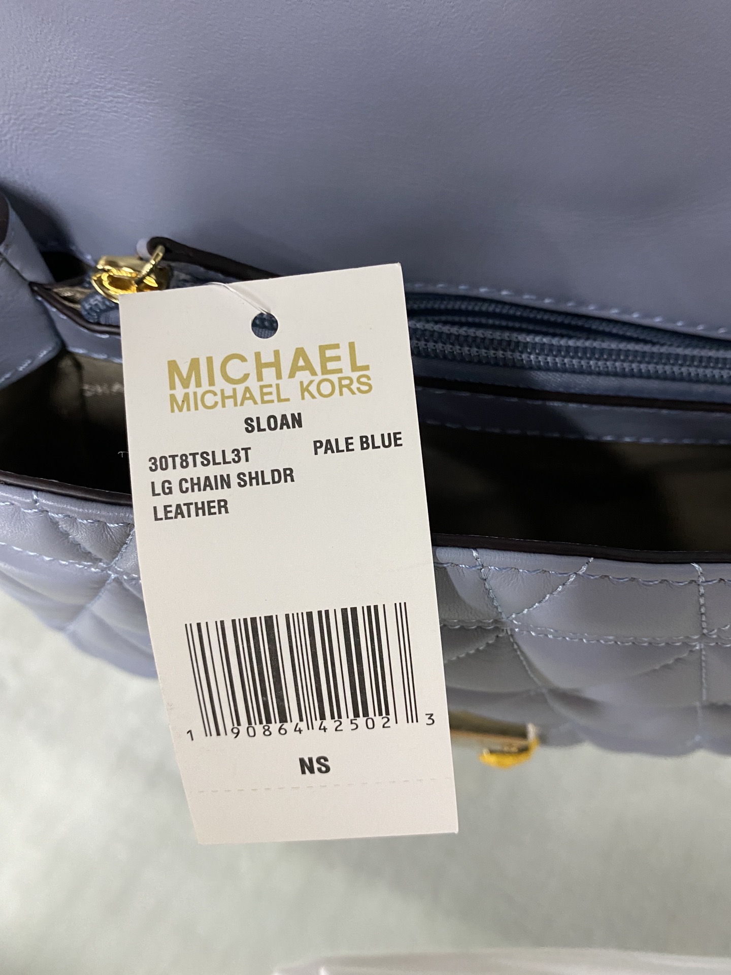 Michael Kors 菱格羊皮雾霾蓝中号 mk羊皮链条包 Sloan 系列新品 柔软细腻的羊皮 独具匠心的新锁扣