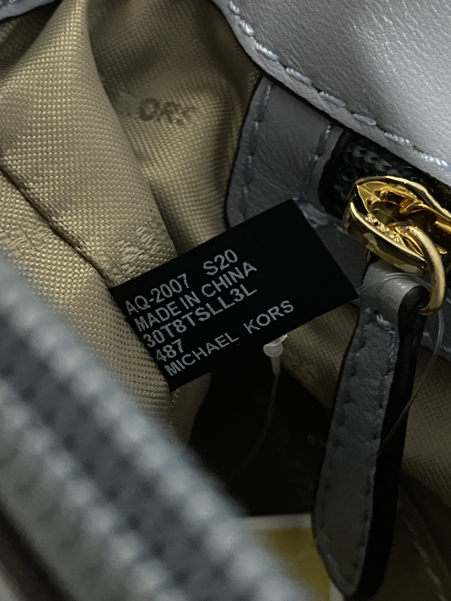 Michael Kors 菱格羊皮雾霾蓝中号 mk羊皮链条包 Sloan 系列新品 柔软细腻的羊皮 独具匠心的新锁扣