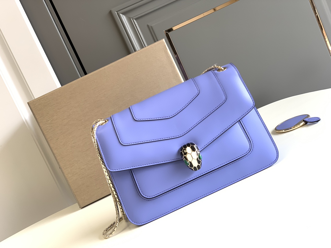 BVLGARI宝格丽小牛皮蛇头双层肩背包290323