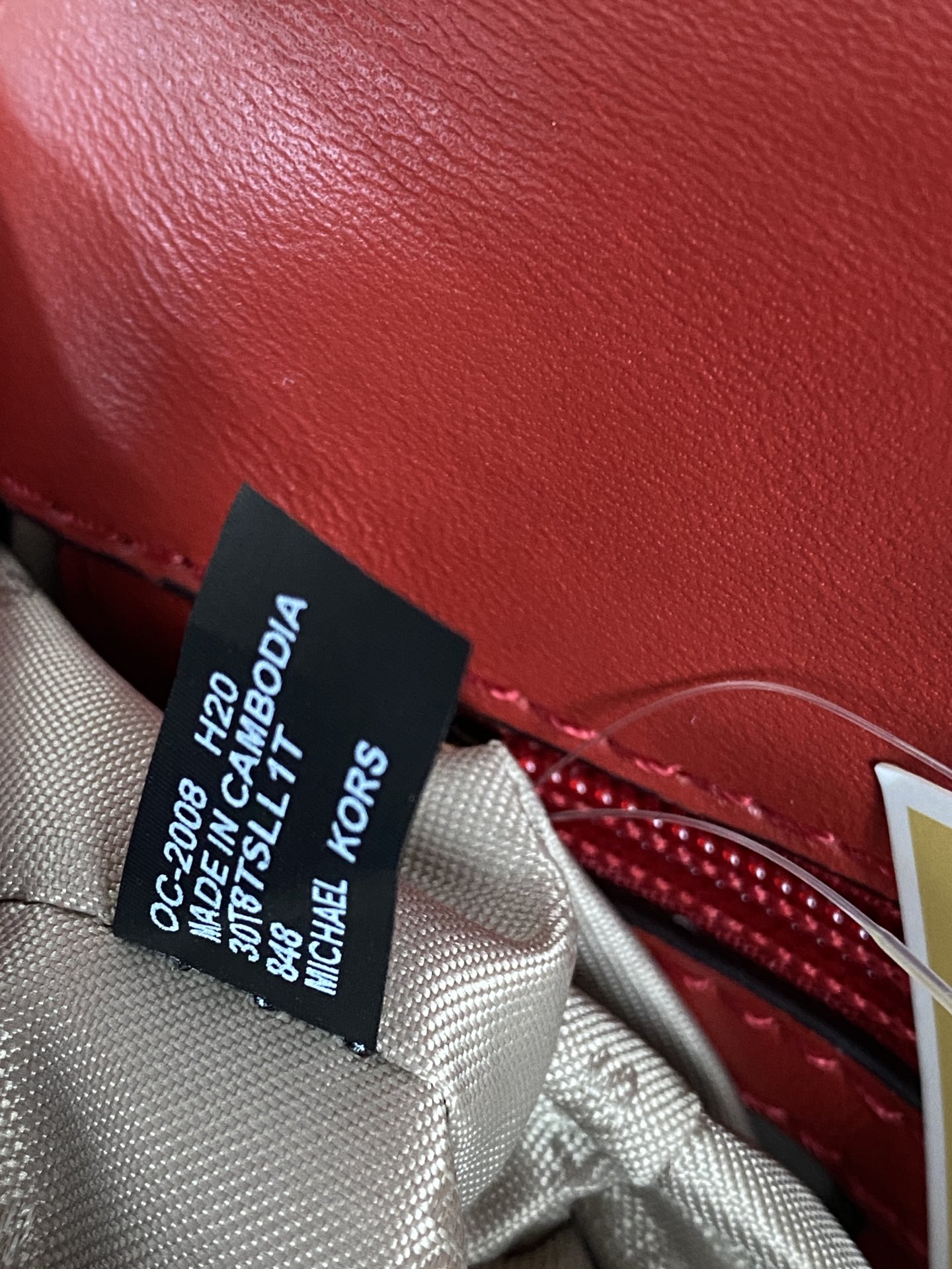 Michael Kors mk菱格羊皮小号樱桃红链条包 小号新款链条包 Sloan 系列新品 柔软细腻的羊皮