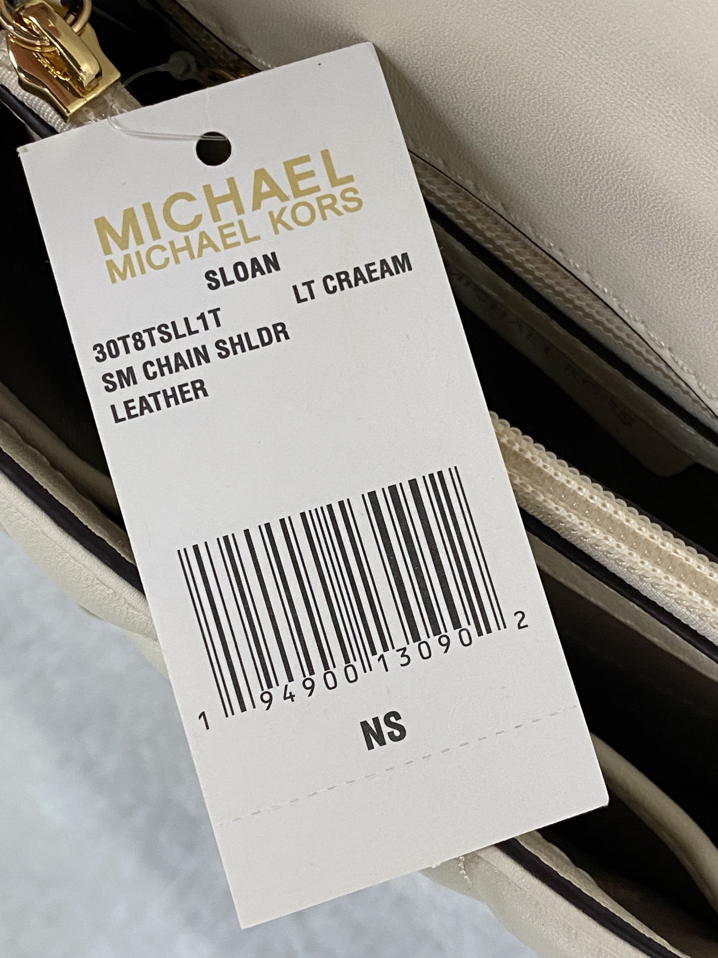 Michael Kors mk菱格羊皮小号奶白链条包 小号新款链条包 Sloan 系列新品 柔软细腻的羊皮