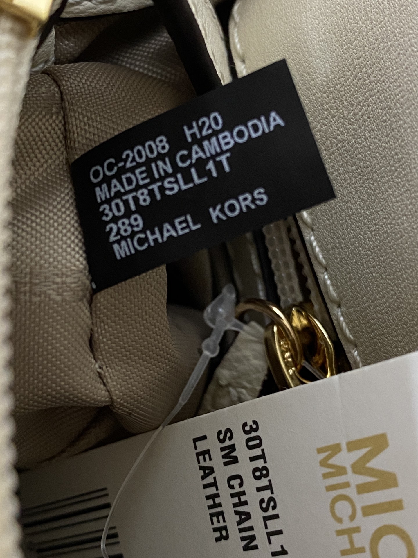 Michael Kors mk菱格羊皮小号奶白链条包 小号新款链条包 Sloan 系列新品 柔软细腻的羊皮