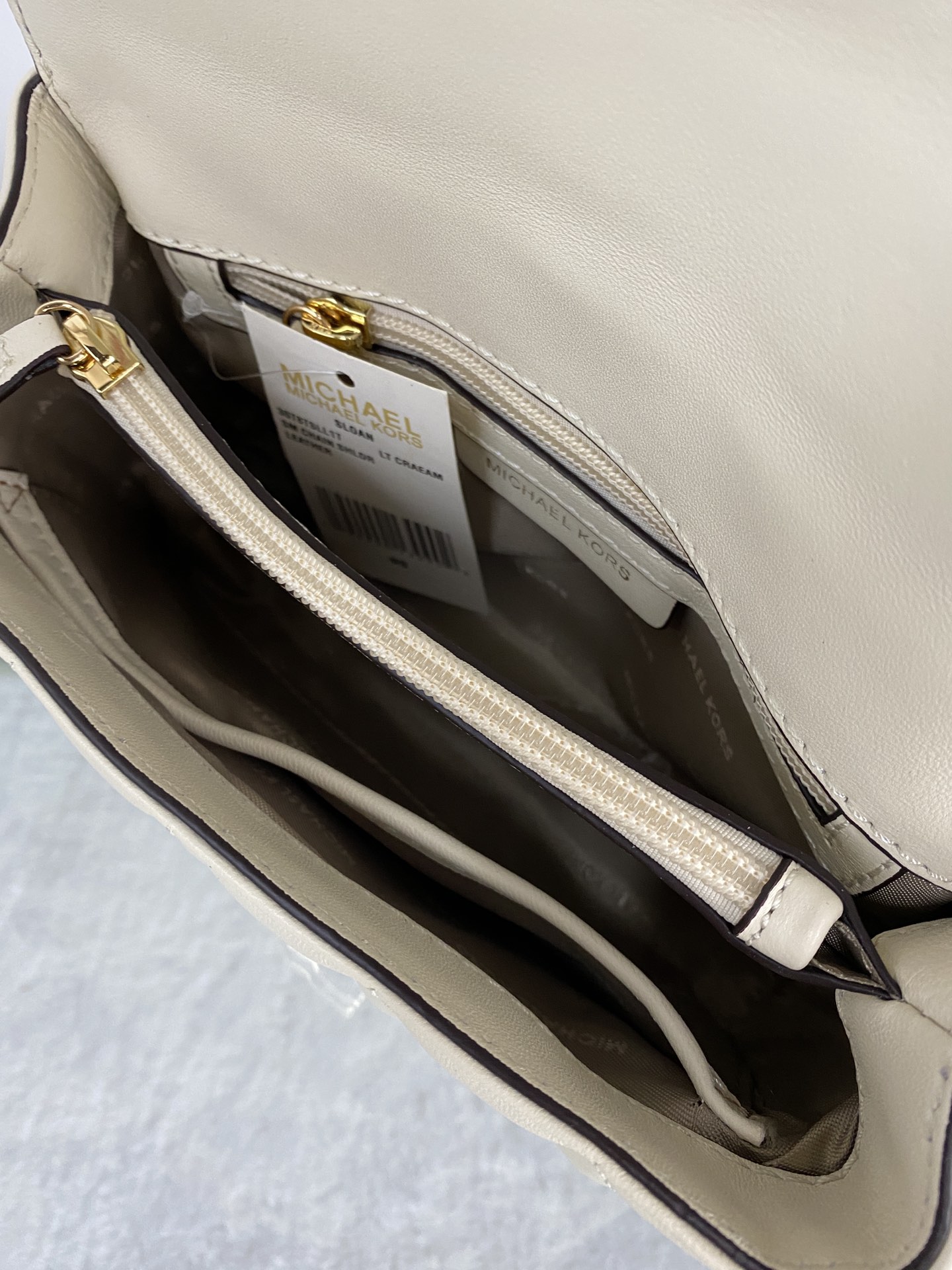 Michael Kors mk菱格羊皮小号奶白链条包 小号新款链条包 Sloan 系列新品 柔软细腻的羊皮