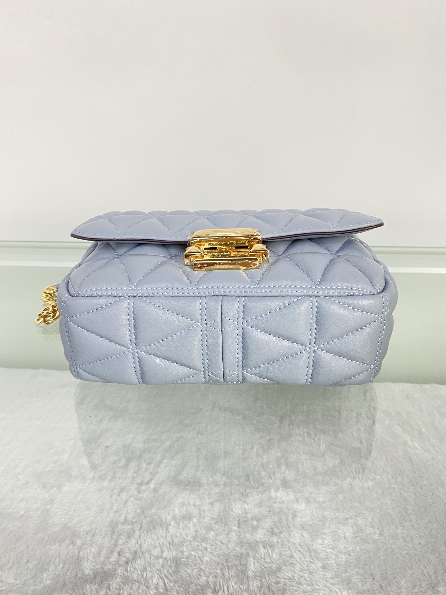Michael Kors mk菱格羊皮小号雾霾蓝链条包 小号新款链条包 Sloan 系列新品 柔软细腻的羊皮