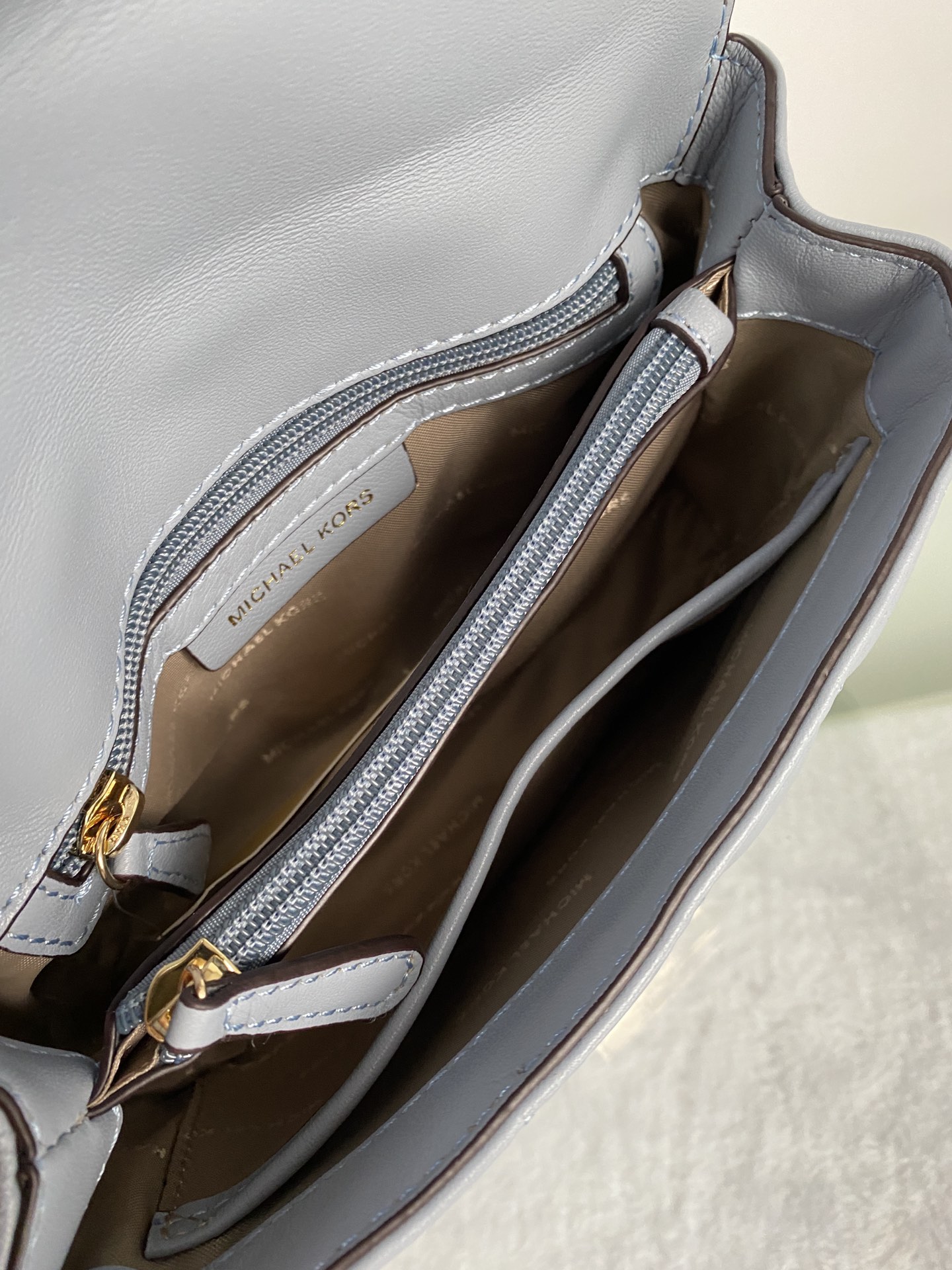 Michael Kors mk菱格羊皮小号雾霾蓝链条包 小号新款链条包 Sloan 系列新品 柔软细腻的羊皮