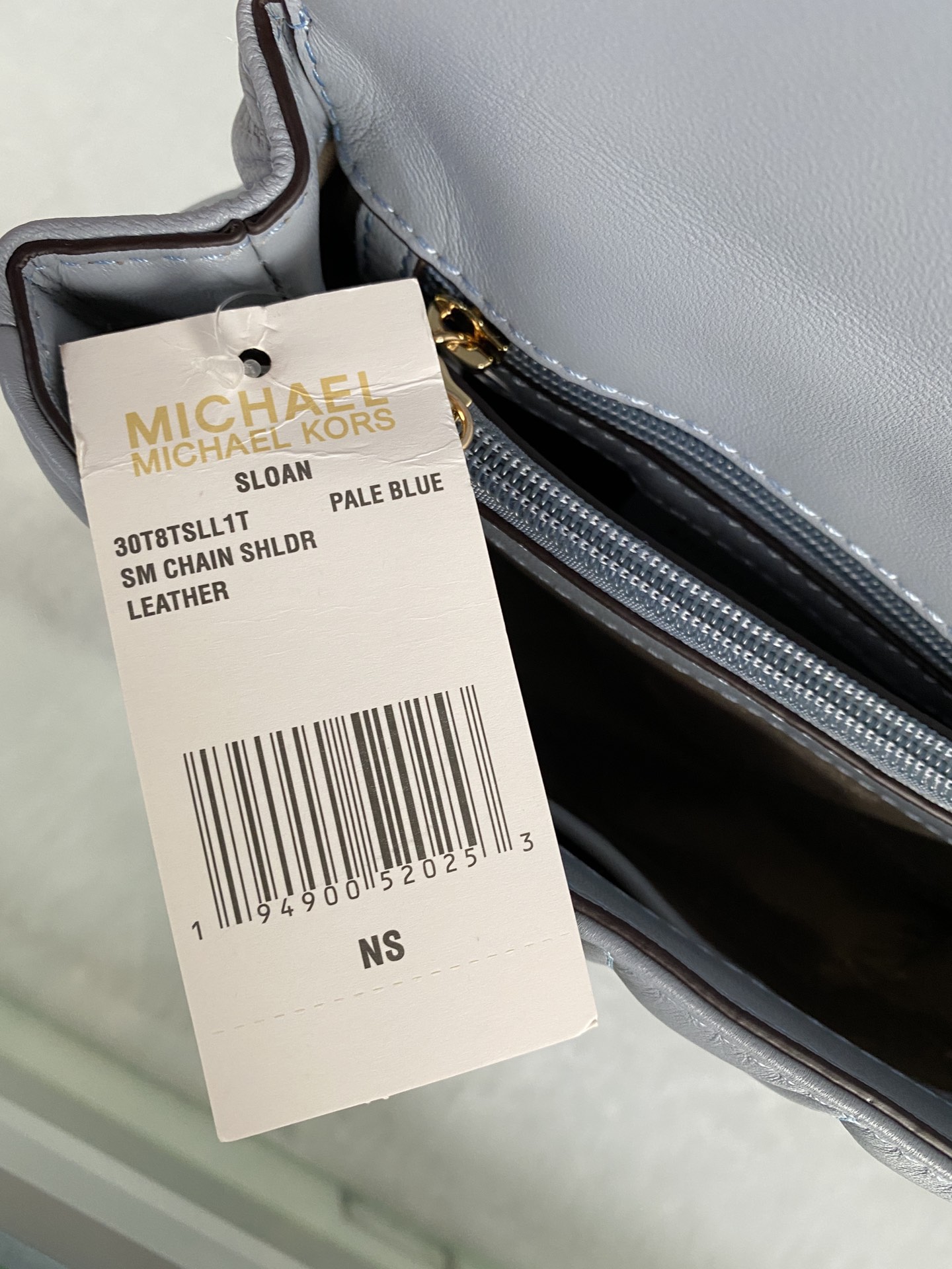 Michael Kors mk菱格羊皮小号雾霾蓝链条包 小号新款链条包 Sloan 系列新品 柔软细腻的羊皮