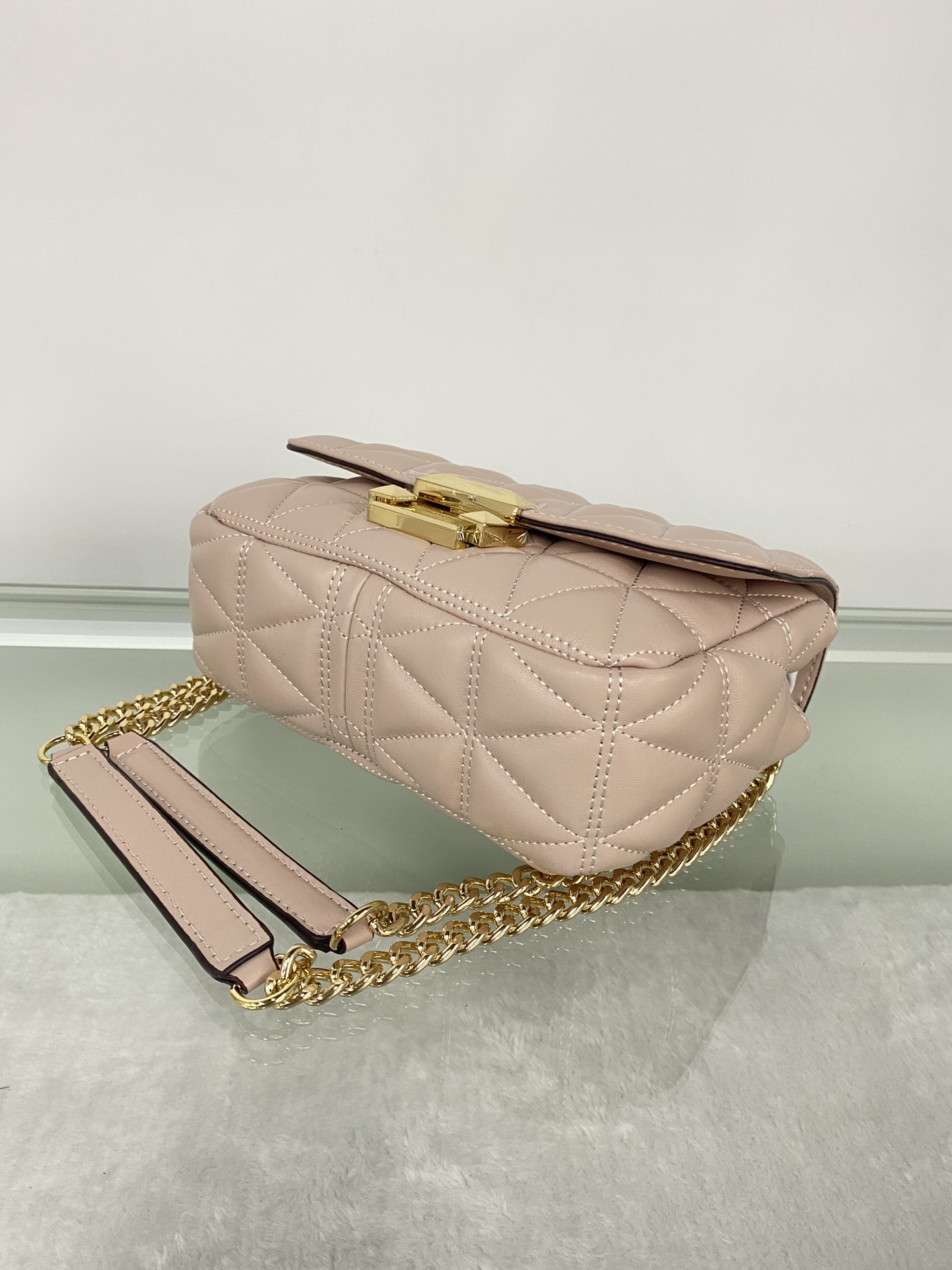 Michael Kors mk菱格羊皮小号柔粉链条包 小号新款链条包 Sloan 系列新品 柔软细腻的羊皮