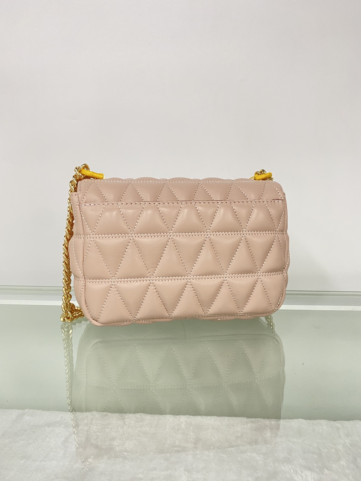 Michael Kors mk菱格羊皮小号柔粉链条包 小号新款链条包 Sloan 系列新品 柔软细腻的羊皮