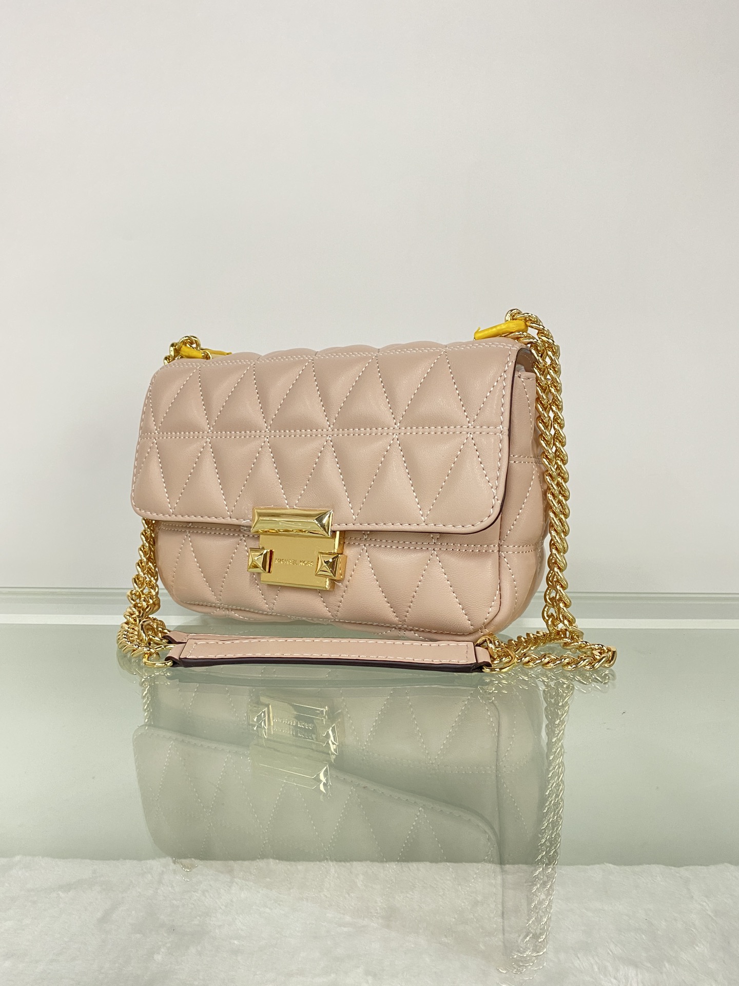 Michael Kors mk菱格羊皮小号柔粉链条包 小号新款链条包 Sloan 系列新品 柔软细腻的羊皮