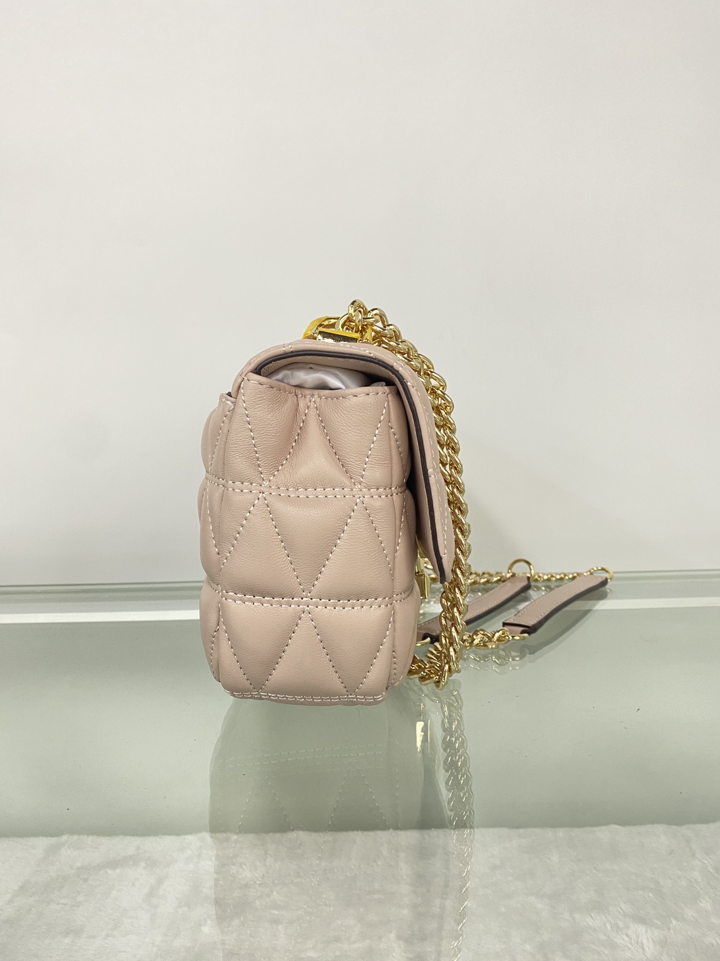Michael Kors mk菱格羊皮小号柔粉链条包 小号新款链条包 Sloan 系列新品 柔软细腻的羊皮