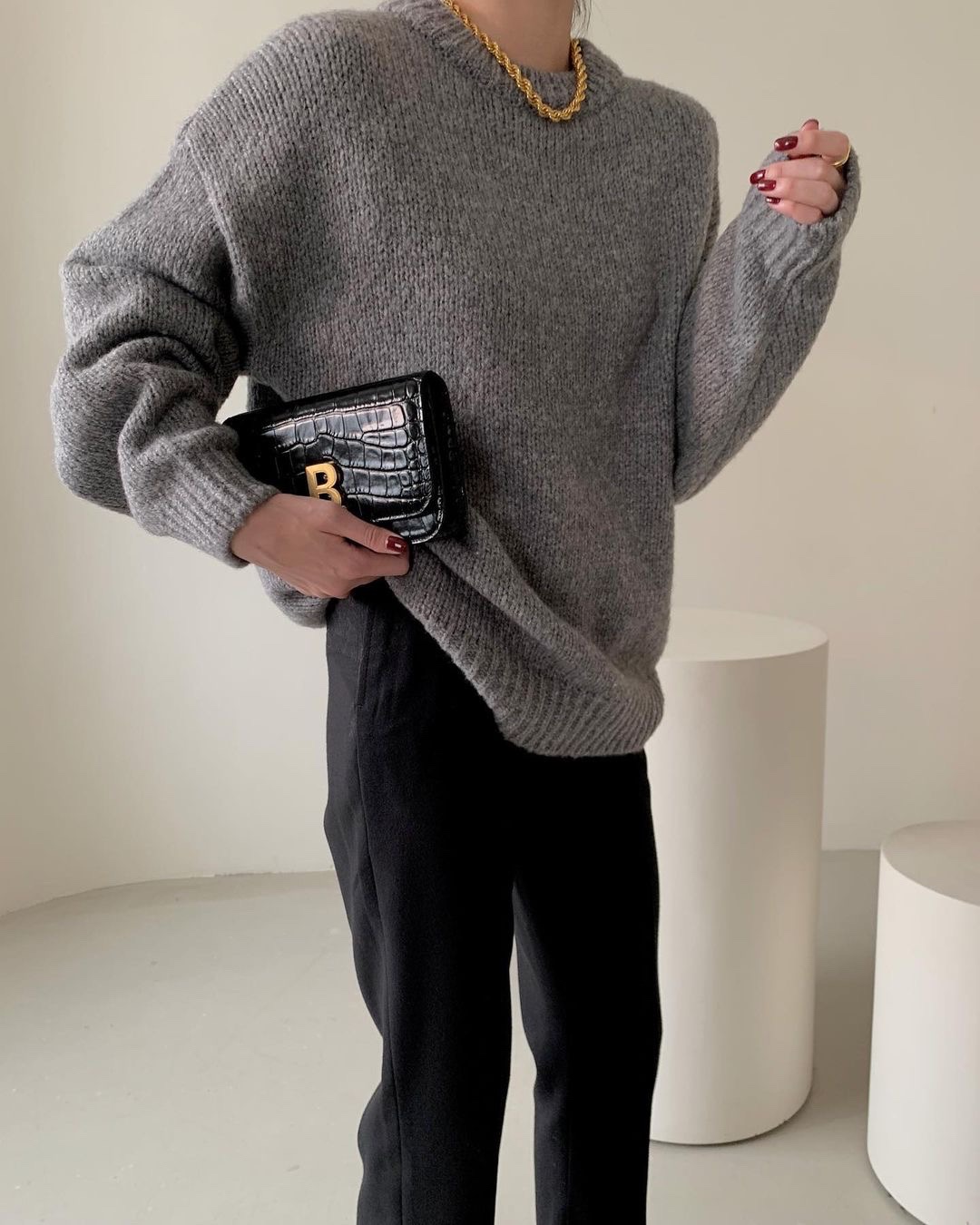 Balenciaga 𝐁. 𝘄𝗮𝗹𝗹𝗲𝘁 𝗼𝗻 𝗰𝗵𝗮𝗶𝗻 19.5CM BAG 593615鳄鱼纹黑色金扣