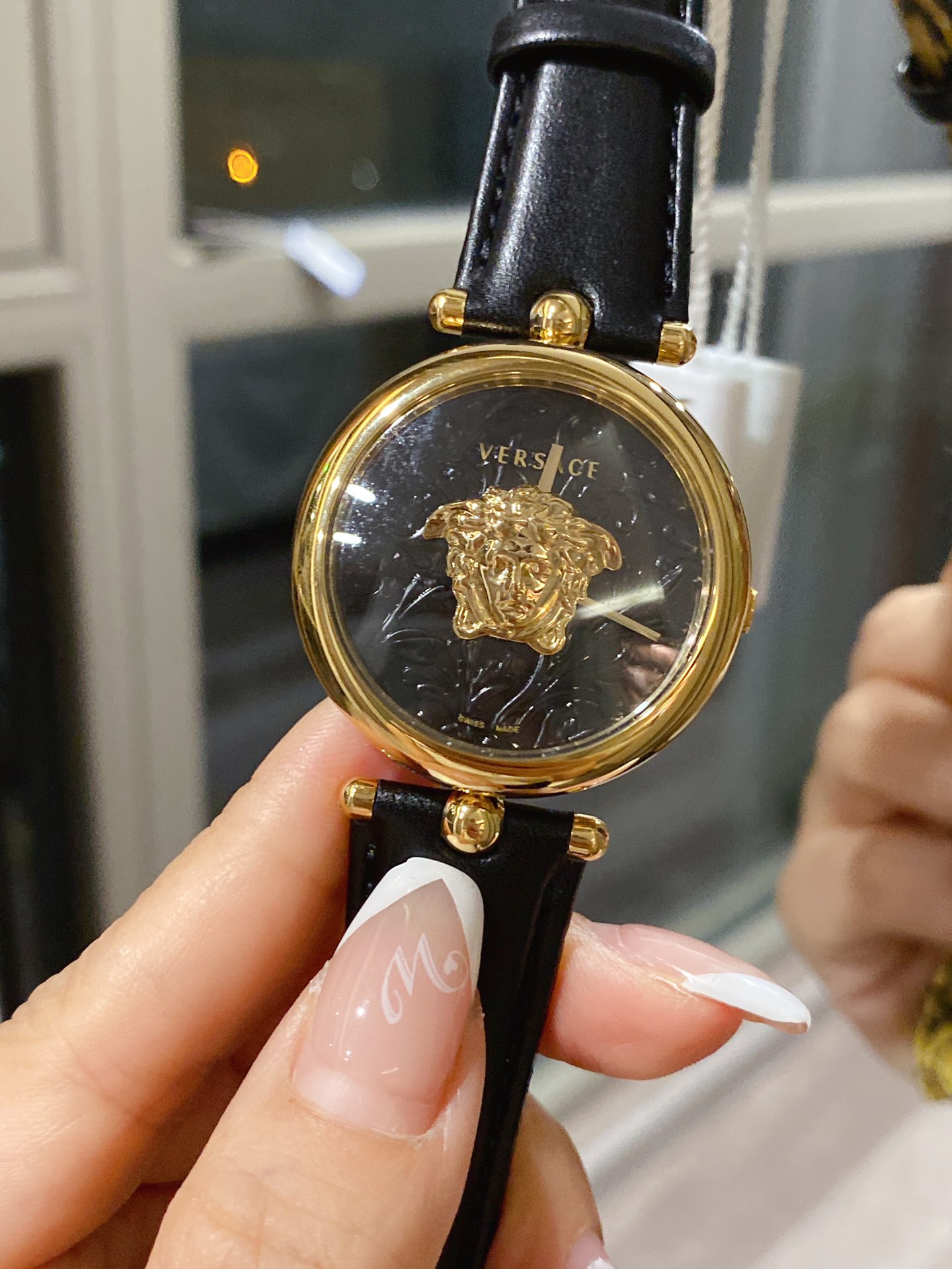 Versace Pasek Druk leopardów Biały Skóra cielęca krowia Quartz Movement Pasek ze skóry cielęcej