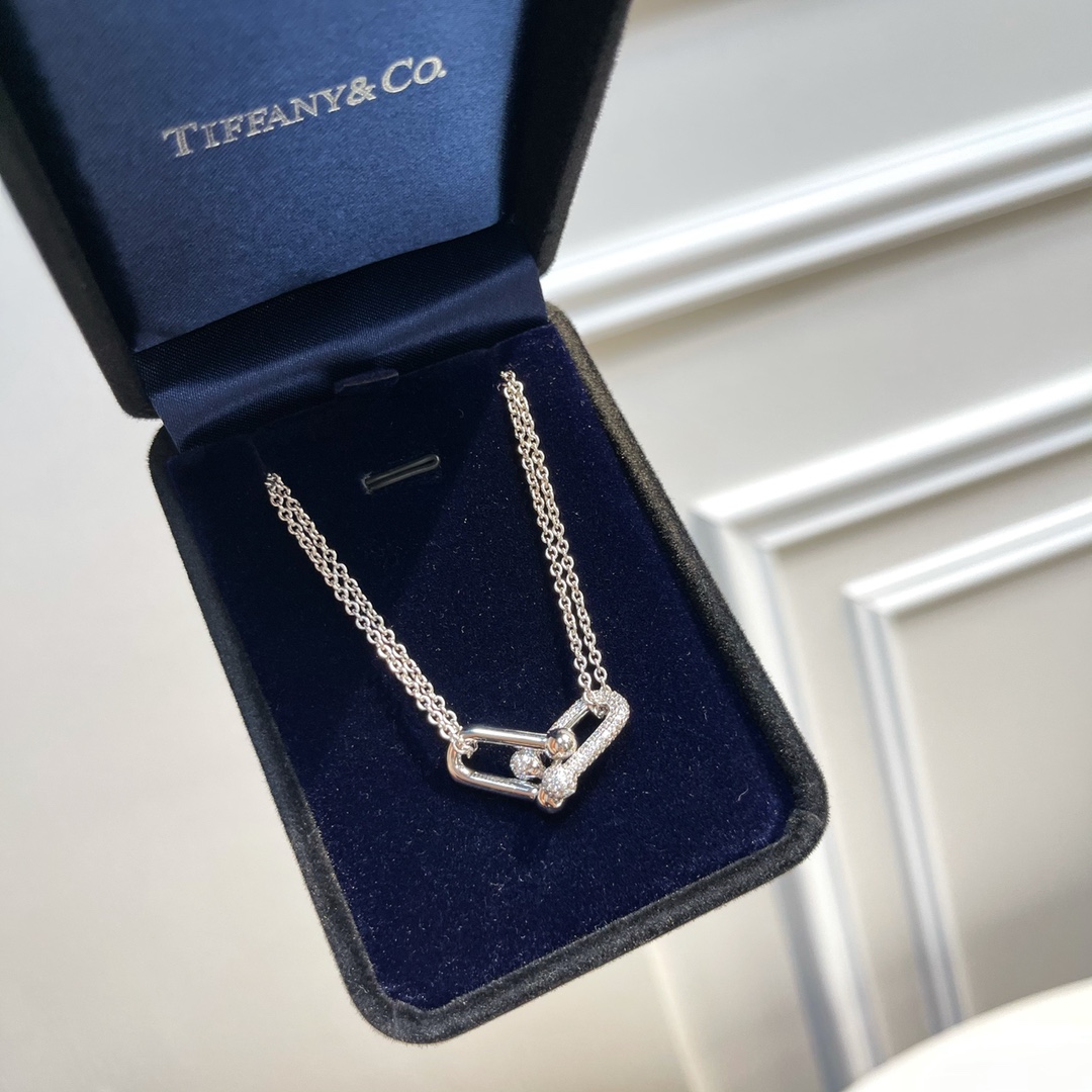 Tiffany&co 蒂芙尼满钻双链环项链
