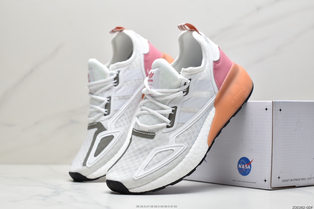 230 阿迪达斯Adidas Originals ZX 2K Boost 全新爆米花缓震休闲运动跑鞋 FZ3900