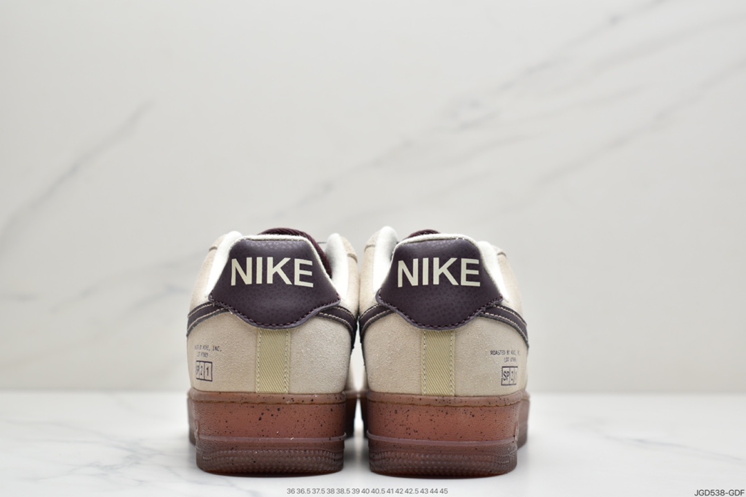 180 耐克Nike Air Force 1 ’07 浅棕色咖啡 空军一号休闲运动板鞋 DD5227-234
