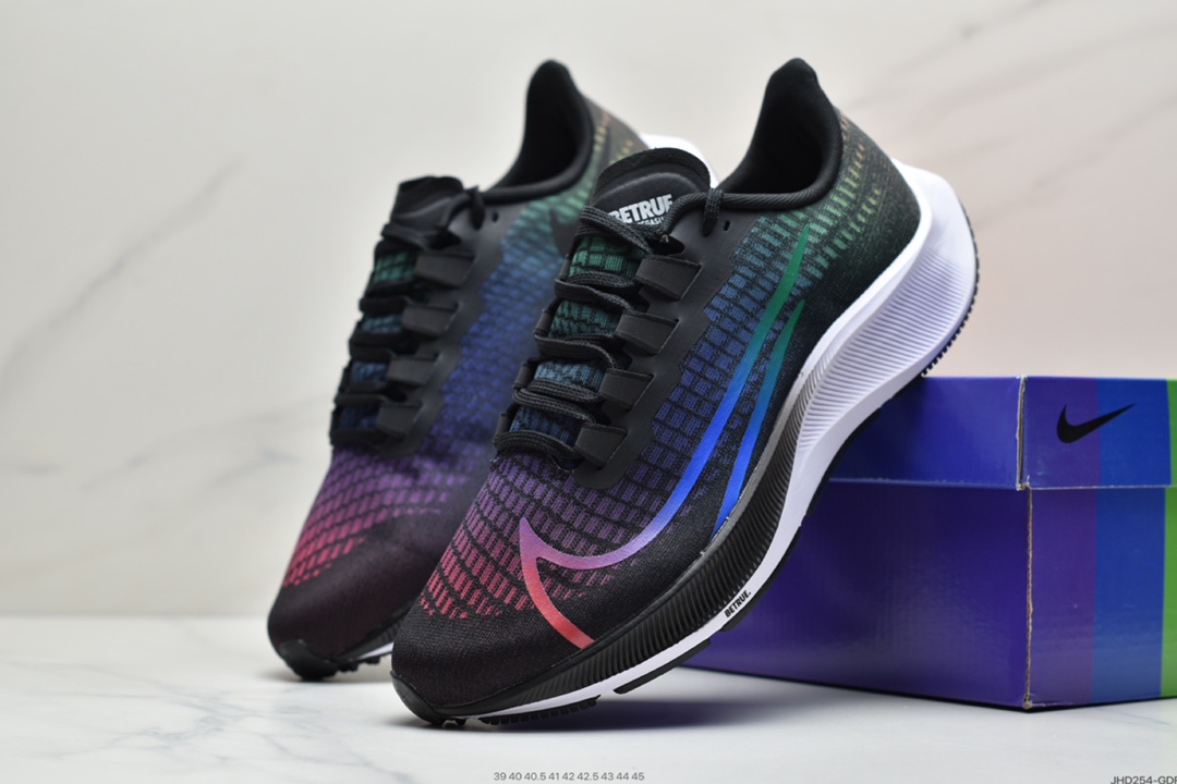 190  NIKE Air Zoom Pegasus 37 Beture飞马黑彩虹缓震跑鞋CZ5923-001