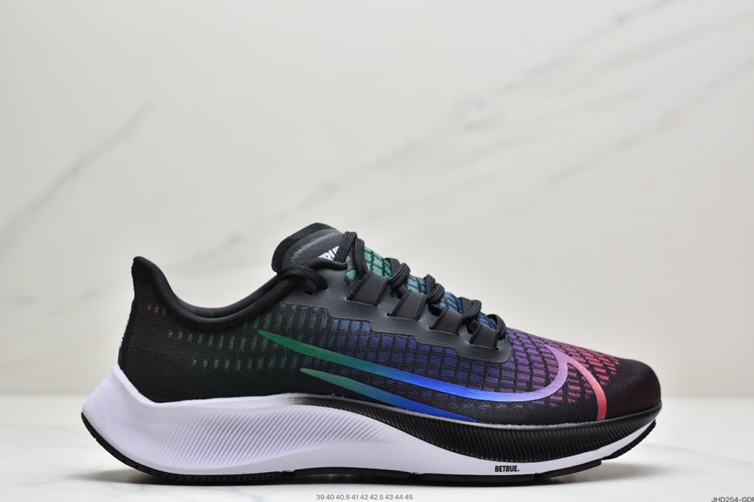 190  NIKE Air Zoom Pegasus 37 Beture飞马黑彩虹缓震跑鞋CZ5923-001