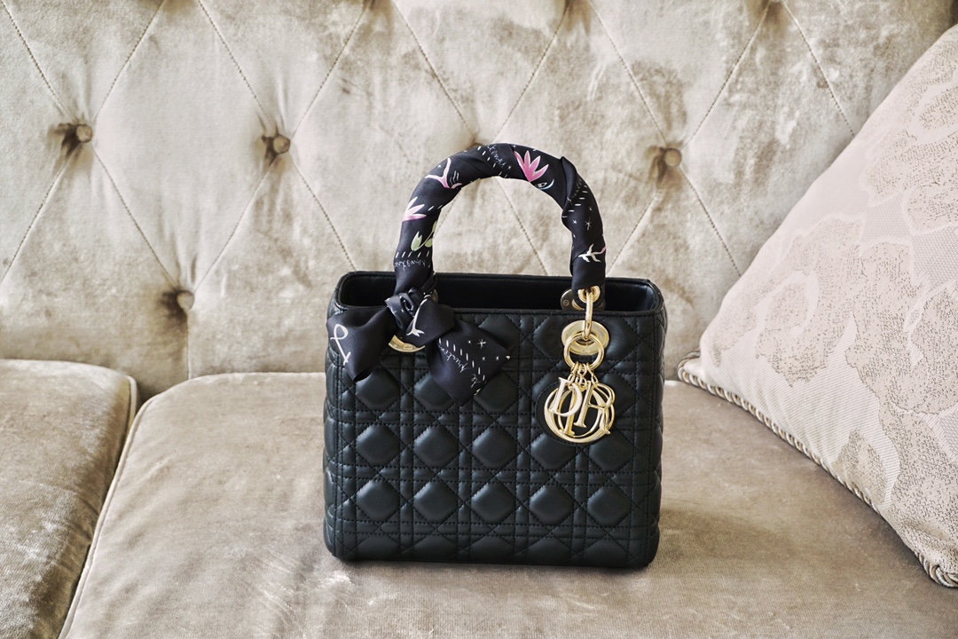 Dior Lady Buy Handbags Crossbody & Shoulder Bags best website for replica
 Black Gold Hardware Lambskin Sheepskin