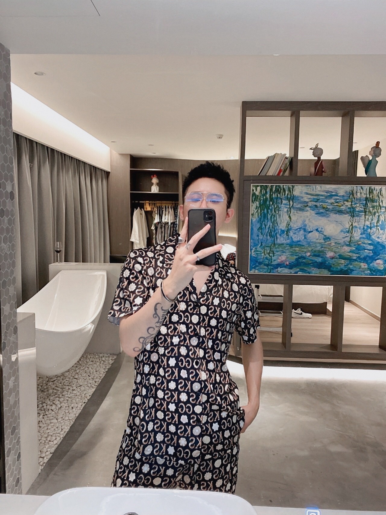 Pijama GUCCI. Tejido de seda coreana de alta costura, suave y cómodo. Tallas: M～XXXL.